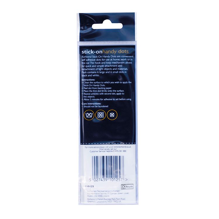 12 Piece Black & White Hook & Loop Stick On Dots