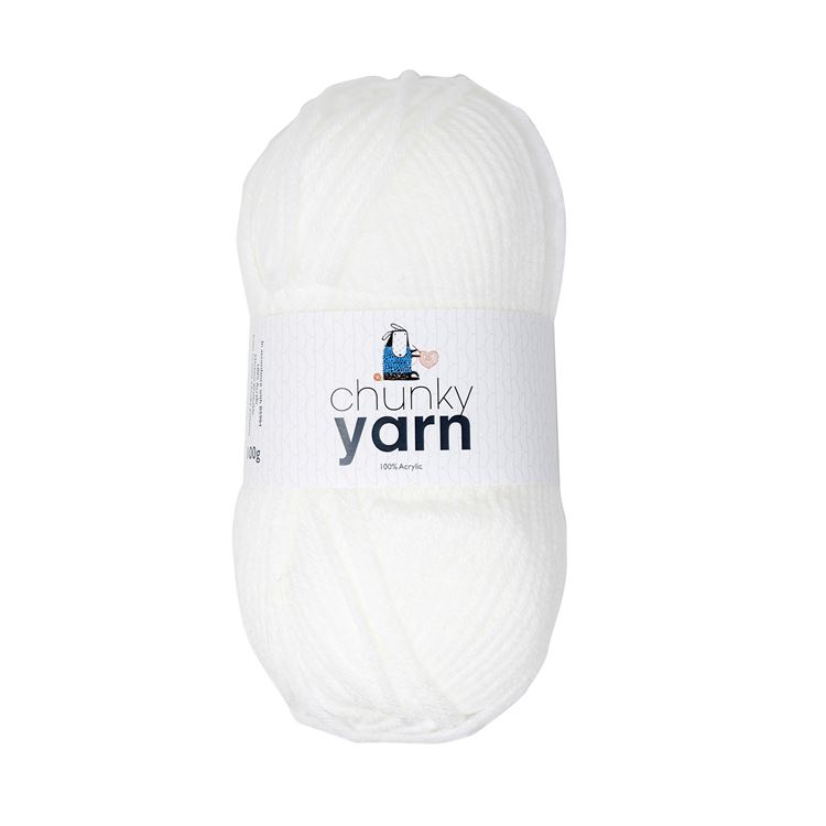 Chunky Acrylic Yarn White 100g