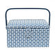 Blue Geo Fern Medium Sewing Basket