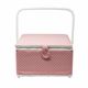 ExLarge Pink Dots Sewing Basket