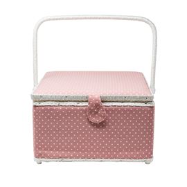 ExLarge Pink Dots Sewing Basket